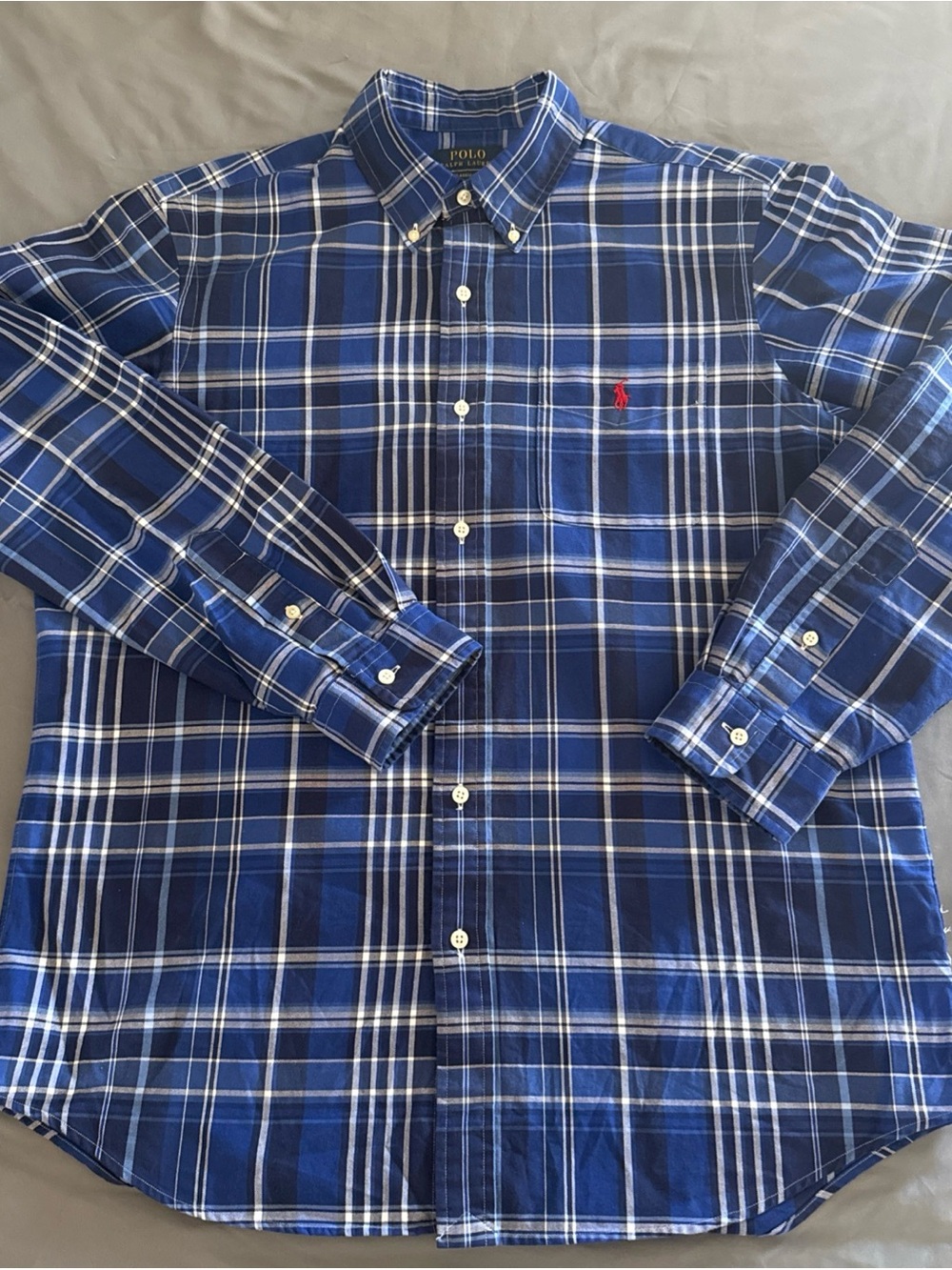 Polo by Ralph Lauren Blue and White Plaid Men's Shirt